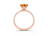 Rose gold Heart Cut Citrine Solitaire Ring with Pave Band and Four Prong Setting_27
