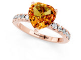 Rose gold Heart Cut Citrine Solitaire Ring with Round  Pavé Band and Four-Prong Setting_45
