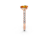 Rose gold Heart Cut Citrine Solitaire Ring with Round  Pavé Band and Four-Prong Setting_46