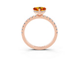 Rose gold Heart Cut Citrine Solitaire Ring with Round  Pavé Band and Four-Prong Setting_47