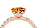 Rose gold Heart Cut Citrine Solitaire Ring with Round  Pavé Band and Four-Prong Setting_48