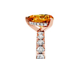 Rose gold Heart Cut Citrine Solitaire Ring with Round  Pavé Band and Four-Prong Setting_49