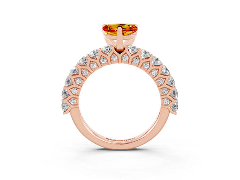 Rose gold Heart Cut Citrine Solitaire Ring with Shared Prong Pavé Band and Four-Prong Setting_15