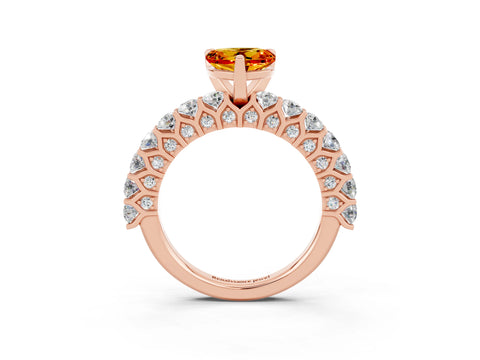Rose gold Heart Cut Citrine Solitaire Ring with Shared Prong Pavé Band and Four-Prong Setting_3