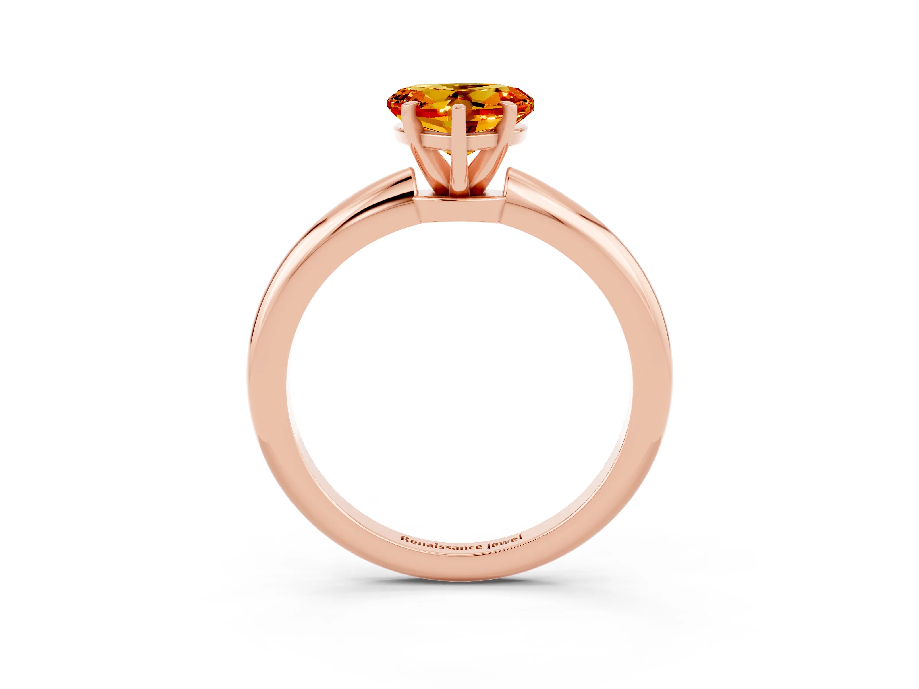 Rose gold Heart Cut Citrine Solitaire Ring with Six-Prong Setting and Classic Band_3