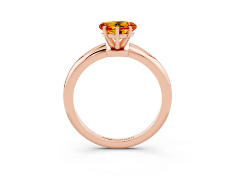 Rose gold Heart Cut Citrine Solitaire Ring with Six-Prong Setting and Classic Band_3