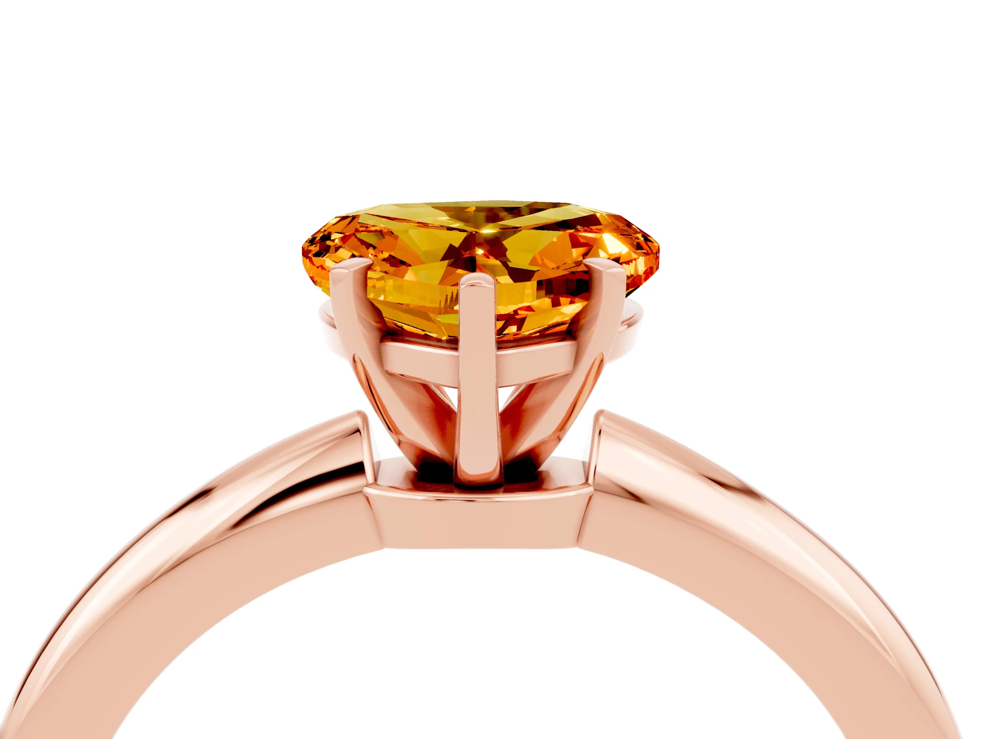 Rose gold Heart Cut Citrine Solitaire Ring with Six-Prong Setting and Classic Band_4