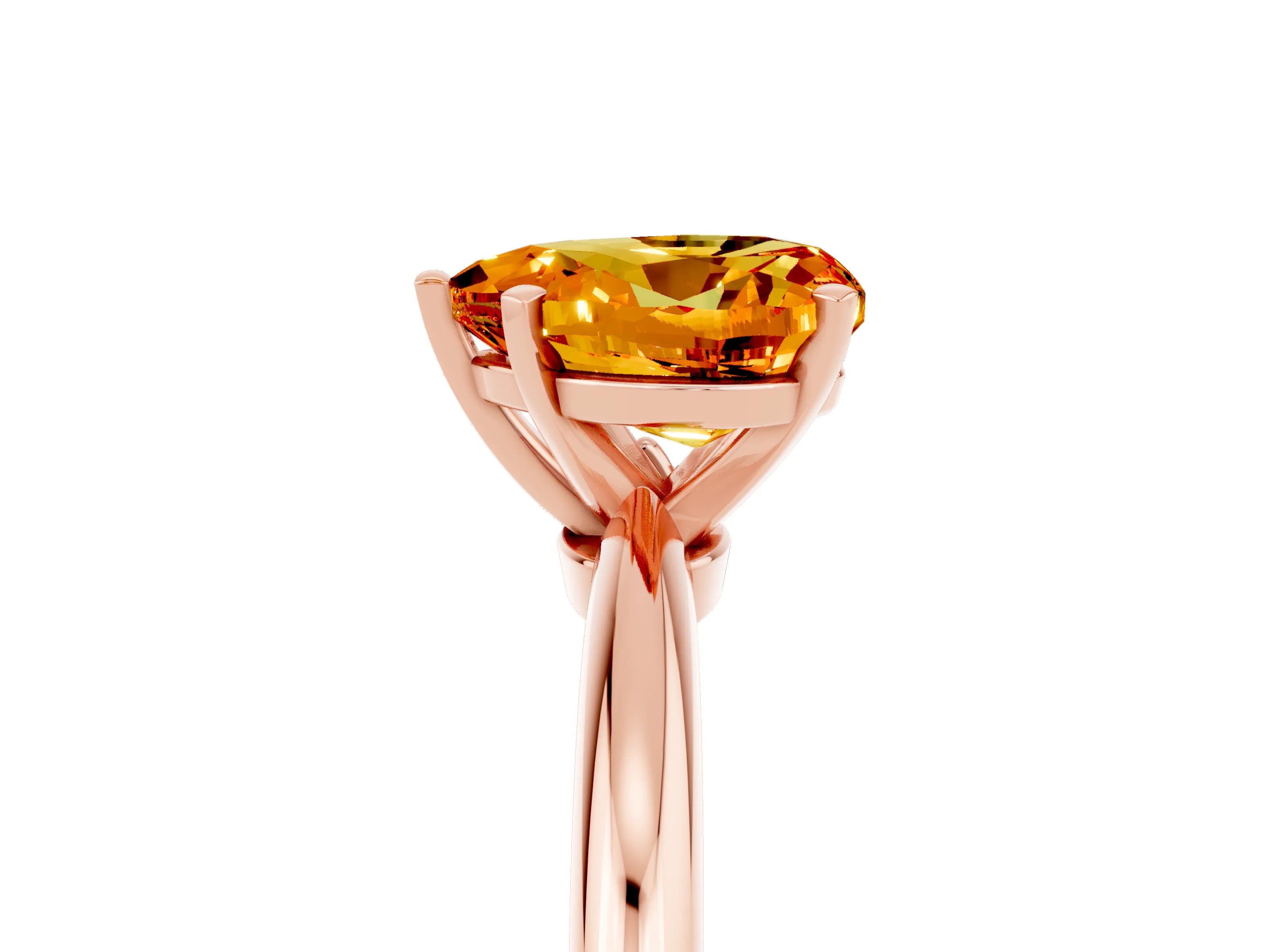 Rose gold Heart Cut Citrine Solitaire Ring with Six-Prong Setting and Classic Band_5