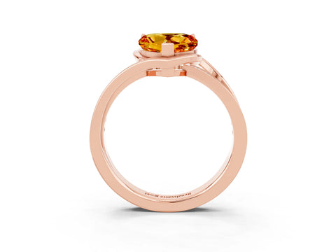 Rose gold Heart Cut Citrine Solitaire Ring with Split Shank and Prong Setting_3