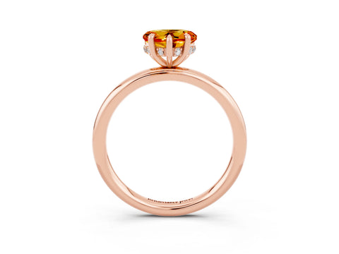 Rose gold Heart Cut Citrine Solitaire Ring with Thin Band and Four-Prong Setting_3