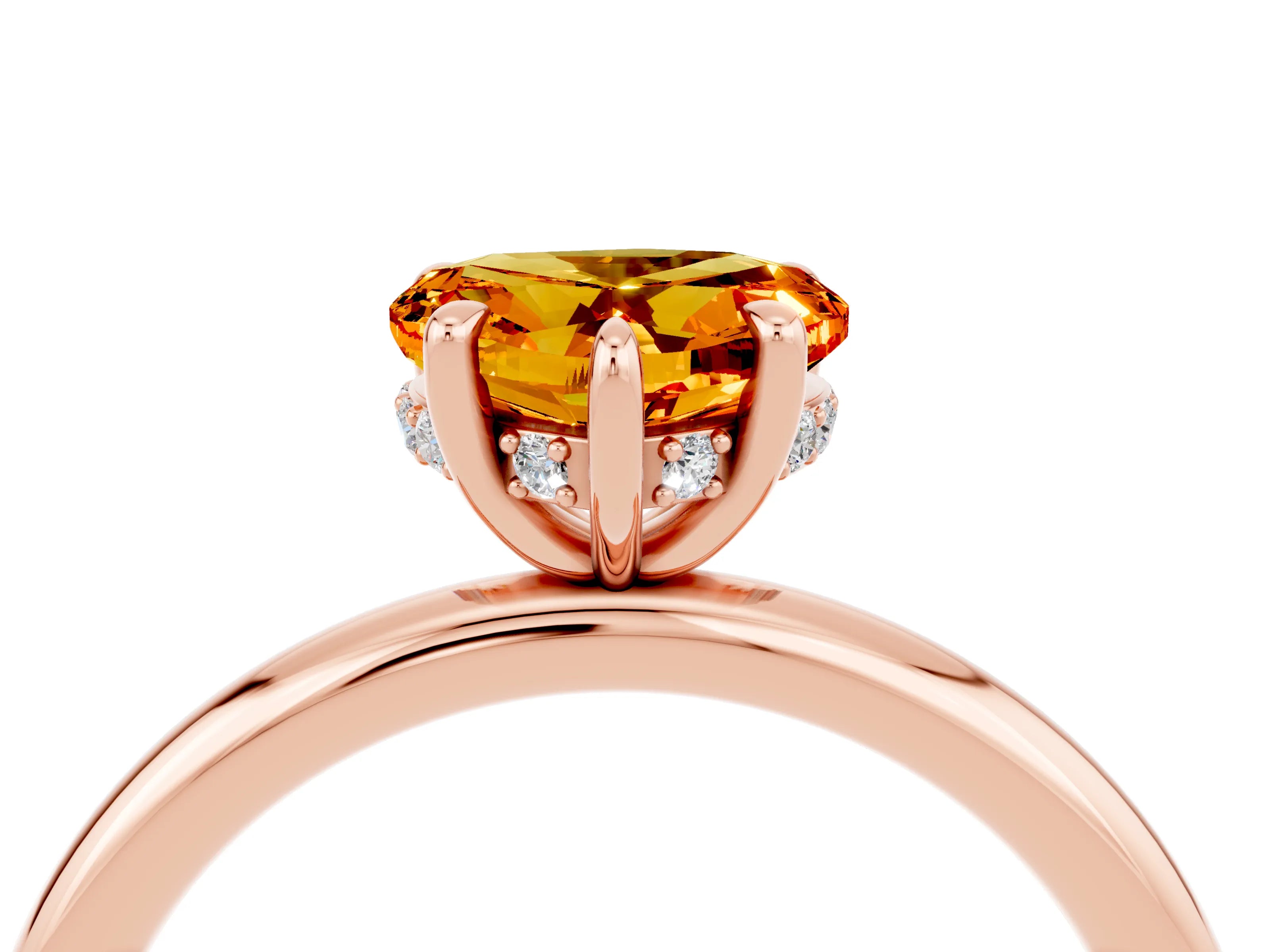 Rose gold Heart Cut Citrine Solitaire Ring with Thin Band and Four-Prong Setting_4