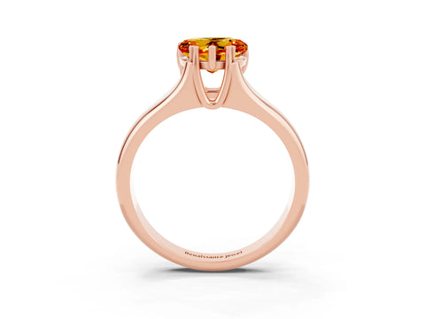 Rose gold Heart Cut Citrine Solitaire Ring with Wide Band and Prong Setting_3