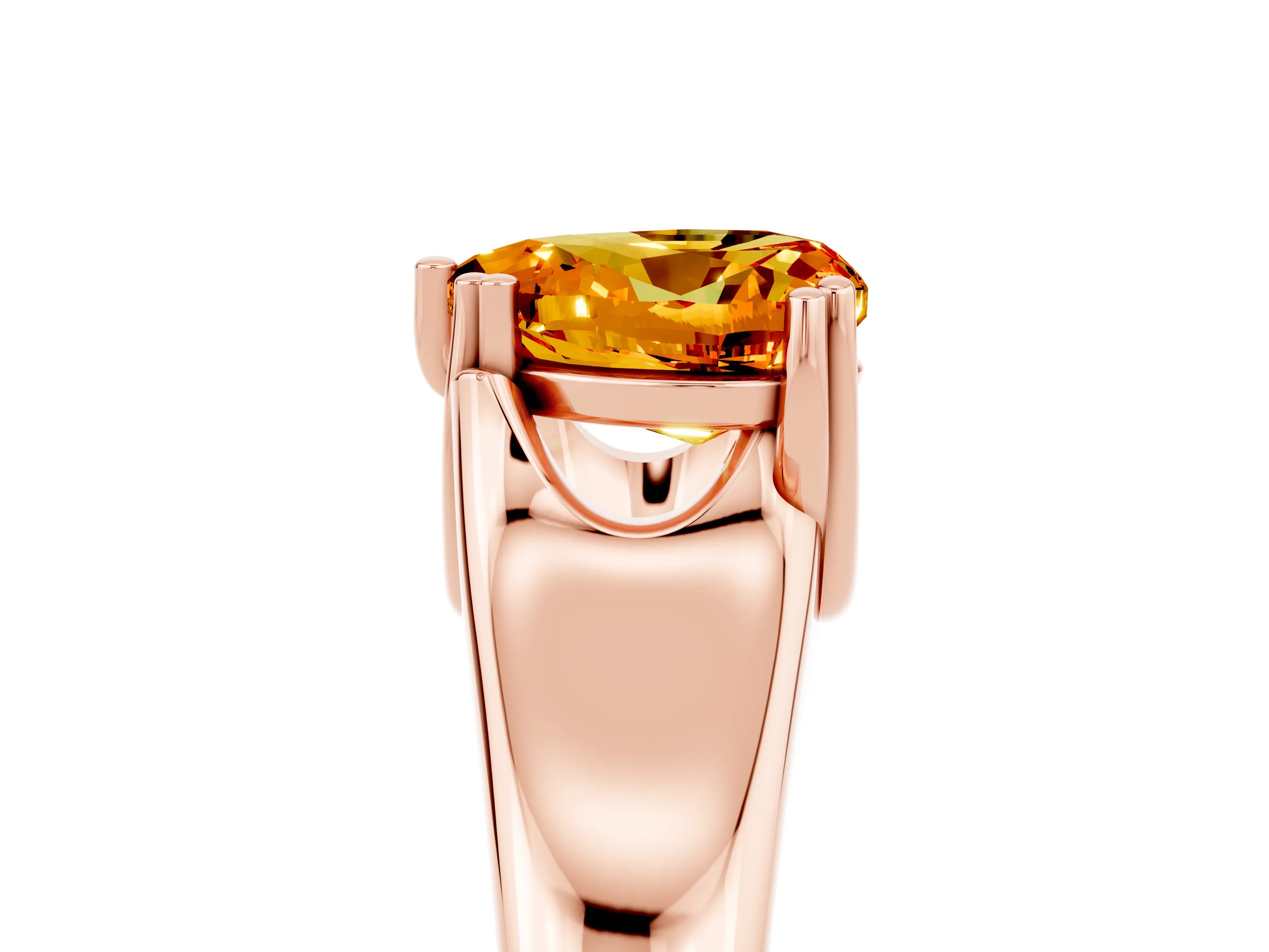 Rose gold Heart Cut Citrine Solitaire Ring with Wide Band and Prong Setting_5