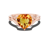 Rose gold Heart Cut Citrine Solitaire Twist Band Prong Setting Ring_36