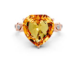 Rose gold Heart Cut Citrine Solitaire Twisted Band with Round  Accents and Prong Setting_12