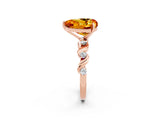 Rose gold Heart Cut Citrine Solitaire Twisted Band with Round  Accents and Prong Setting_14