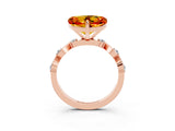 Rose gold Heart Cut Citrine Solitaire Twisted Band with Round  Accents and Prong Setting_15