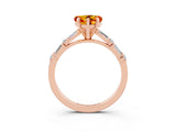 Rose gold Heart Cut Citrine Solitaire with Side Baguettes and Channel Set Band_3