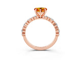 Rose gold Heart Cut Citrine Solitaire with Side Stones, Pave Band, Four-Prong Setting_39