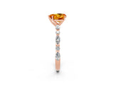 Rose gold Heart Cut Citrine Solitaire with Side Stones on a Pavé Band and Four-Prong Setting_2