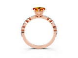 Rose gold Heart Cut Citrine Solitaire with Side Stones on a Pavé Band and Four-Prong Setting_3