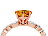 Rose gold Heart Cut Citrine Solitaire with Side Stones on a Pavé Band and Four-Prong Setting_4