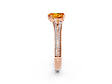 Rose gold Heart Cut Citrine Split Shank Engagement Ring with Pavé Band_2