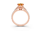 Rose gold Heart Cut Citrine Split Shank Engagement Ring with Pavé Band_3