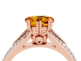 Rose gold Heart Cut Citrine Split Shank Engagement Ring with Pavé Band_4