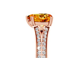 Rose gold Heart Cut Citrine Split Shank Engagement Ring with Pavé Band_5