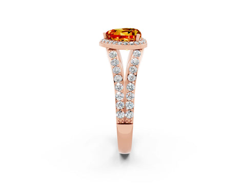Rose gold Heart Cut Citrine Split Shank Halo Ring with Four-Prong Setting_14