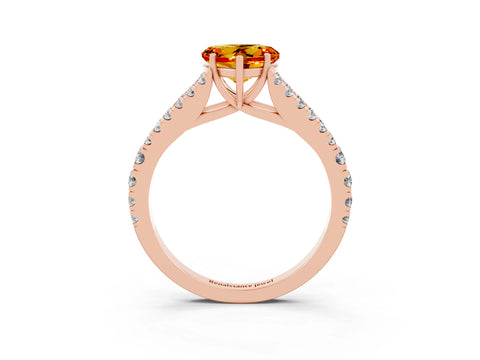 Rose gold Heart Cut Citrine Split Shank Pavé Engagement Ring with Four-Prong Setting_15