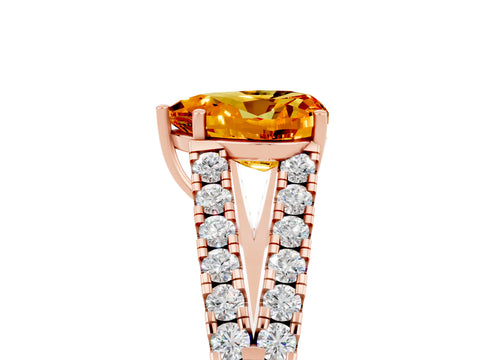 Rose gold Heart Cut Citrine Split Shank Pavé Engagement Ring with Four-Prong Setting_17