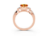Rose gold Heart Cut Citrine Three-Stone Ring with Pavé Split Shank and Four-Prong Setting_27
