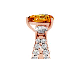 Rose gold Heart Cut Citrine Three-Stone Ring with Pavé Split Shank and Four-Prong Setting_29