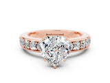 Rose gold Heart Cut Cut Channel Set Diamond Engagement Ring with Four-Prong Setting