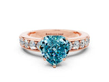 Rose gold Heart Cut Cut Channel Set Diamond Engagement Ring with Four-Prong Setting