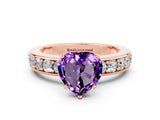 Rose gold Heart Cut Cut Channel Set Diamond Engagement Ring with Four-Prong Setting