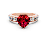 Rose gold Heart Cut Cut Channel Set Diamond Engagement Ring with Four-Prong Setting