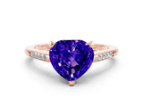 Rose gold Heart Cut Cut Channel Set Solitaire Engagement Ring with Four-Prong Setting