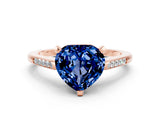 Rose gold Heart Cut Cut Channel Set Solitaire Engagement Ring with Four-Prong Setting