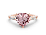 Rose gold Heart Cut Cut Channel Set Solitaire Engagement Ring with Four-Prong Setting