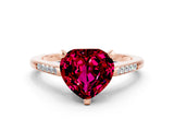 Rose gold Heart Cut Cut Channel Set Solitaire Engagement Ring with Four-Prong Setting