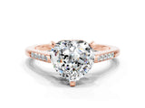 Rose gold Heart Cut Cut Channel Set Solitaire Engagement Ring with Four-Prong Setting