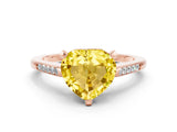 Rose gold Heart Cut Cut Channel Set Solitaire Engagement Ring with Four-Prong Setting