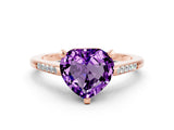 Rose gold Heart Cut Cut Channel Set Solitaire Engagement Ring with Four-Prong Setting