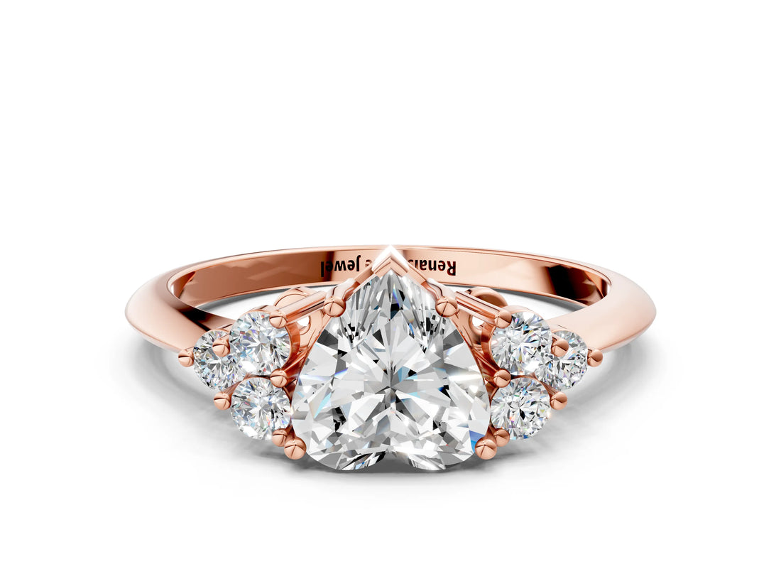 Rose gold Heart Cut Cut Diamond Cluster Ring with Solitaire Band and Four-Prong Setting_15