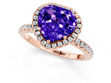 Rose gold Heart Cut Cut Diamond Floral Halo Engagement Ring with Pavé Band and Prong Setting_1
