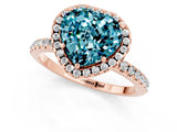 Rose gold Heart Cut Cut Diamond Floral Halo Engagement Ring with Pavé Band and Prong Setting_1