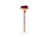 Rose gold Heart Cut Cut Diamond Floral Halo Engagement Ring with Pavé Band and Prong Setting_2